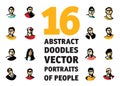 Doodles people isolated portraits avatars unrecognizable faces Royalty Free Stock Photo