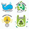 Doodles save nature, the environment and zero waste. Recycling, go green.