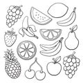 Doodles set of fruits and berries