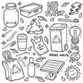 Doodles zero waste hand drawn outline vector illustration