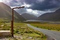 Doolough Valley with street and sign ,Connemara . County Mayo Ireland Europe