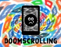 Doomscrolling or doom surfing concept illustration