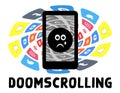 Doomscrolling or doom surfing concept illustration