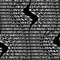 DOOMSCROLLING word warped, distorted, repeated, and arranged into seamless pattern background