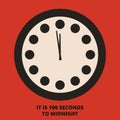 Doomsday clock in flat style. Vector illustration