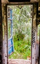 Door of abandoned train in marbella