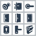 Door and accessory equipment vetor icons Royalty Free Stock Photo