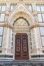 Door of Basilica di Santa Croce or Basilica of the Holy Cross. Florence. Italy Royalty Free Stock Photo