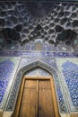 Door and beautiful pattern in mosque, esfahan, iran Royalty Free Stock Photo