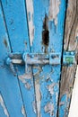 Door bolt with flaking paintwork