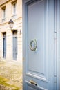 Door of bordeaux French historical building bronze knocker on wooden door