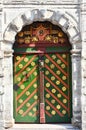 The door of the Brotherhood of blackheads in Tallinn. Estonia Royalty Free Stock Photo