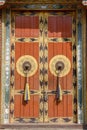 Door of buddhist monastery at Bodhnath, Nepal Royalty Free Stock Photo