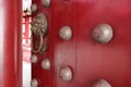 door in a buddhist temple (buddha tooth relic temple) - singapore Royalty Free Stock Photo