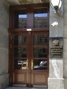 Door of the building of Ministry of Finance of Russian Federation.