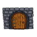 Door of castle. Entrance to fairy tale fortress or stone medieval old wall Royalty Free Stock Photo