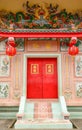 Door Chinese Shrine, March 2015 in the Suphan Buri at Thailand Royalty Free Stock Photo