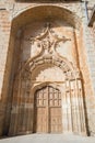 Door of church of the Assumption in Melgar de Fernamental in Bur Royalty Free Stock Photo