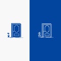 Door, Closed, Wood, Plant Line and Glyph Solid icon Blue banner Line and Glyph Solid icon Blue banner