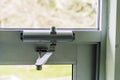 Door Closer on Glass door on building entrace Royalty Free Stock Photo