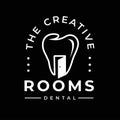 Door with dental for Creative Inspiration Room Vintage retro logo design on black background