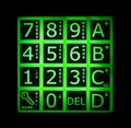 Door digital code panel display with green buttons