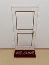 Door with doormat welcome