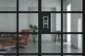Door electronic access control machine. Finger print scan devices machine Royalty Free Stock Photo
