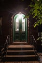 door entrance apartment brown building