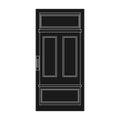 Door entrance vector illustration house solid black. Doorway interior exit isolated white and front architecture room Royalty Free Stock Photo