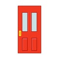 Door exterior decoration security entrance vector flat icon. House yellow doorway