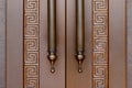 Door handle with chinese design in buddhist temple Royalty Free Stock Photo