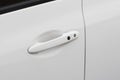 Door handle close-up of a white modern car Royalty Free Stock Photo