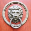 Door handle in the form of a lion's head Royalty Free Stock Photo