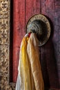Door handle of gates in Thiksey gompa, Ladakh, India Royalty Free Stock Photo