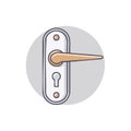 Door Handle Illustration, Residential Hardware, Interior Design Element, Security and Access Device Royalty Free Stock Photo