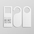 Door Handle Lock Hangers Set. Realistic Mock Up. Do Not Disturb. Vector Illustration Royalty Free Stock Photo