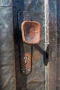 Door handle on metal door