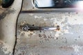 Door handle of Old car Royalty Free Stock Photo