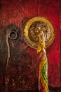 Door handle Tibetan Buddhist monastery Royalty Free Stock Photo