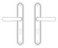 Door handle, true to scale, classic style, left and right, scalable, customizable. Architectural drawing