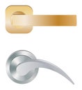 Door handle vector doorknob to lock doors at home and metal door-handle in house interior illustration set of entrance Royalty Free Stock Photo