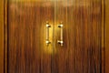 Door handle on the wooden doors Royalty Free Stock Photo