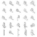 Door handles icons set vector outline