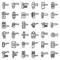 Door handles icons set, outline style