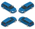 5-door Hatchback car isolated. Vector isometric icons set. Template on white background. The ability to easily change Royalty Free Stock Photo