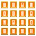 Door icons set orange square vector Royalty Free Stock Photo