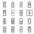 Door icons set, outline style Royalty Free Stock Photo