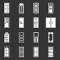 Door icons set grey vector