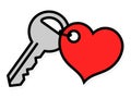 Door key with an attached heart tag Royalty Free Stock Photo